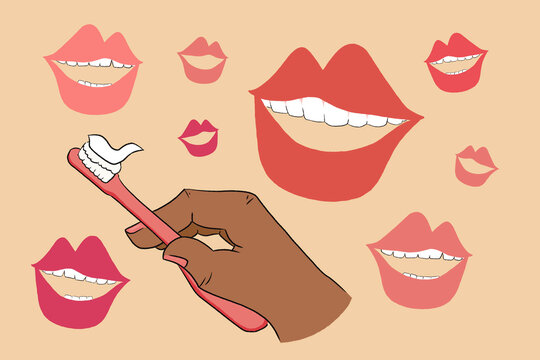 Happy teeth and mouths concept