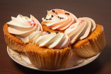 Cupcake - small cakes for one on a plate.