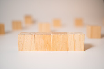 Close up wood block stacking. Business concept. Copy space