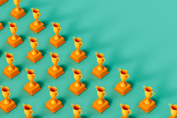 pattern Yellow trophy with copy space o the right