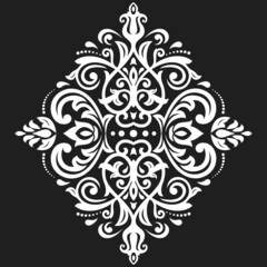 Elegant vintage black and white ornament in classic style. Abstract traditional pattern with oriental elements. Classic vintage pattern