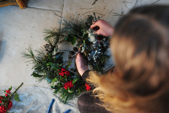 Making Christmas Wreaths At Home