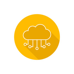 Cloud network flat icon with shadow
