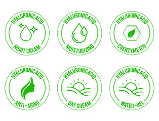 hyaluronic acid night cream moisturizing coenzyme q10 anti-aging day cream icons vector 