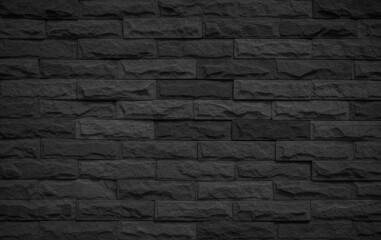 Abstract dark brick wall texture background pattern, Wall brick surface texture. Brickwork painted of black color interior old clean concrete grid uneven, Home or office design backdrop decoration.