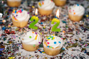 New Year '22 Cupcakes With Candles