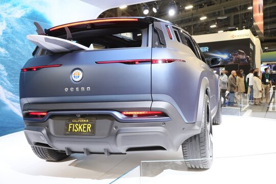 Fisker Ocean electric SUV (rear view) in attendance for International Consumer Electronics Show (CES) - THU