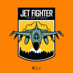 JET FIGHTER ILLUSTRATION WITH A YELLOW BACKGROUND
