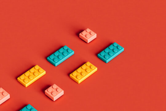 rows of Colorful building blocks with copy space.