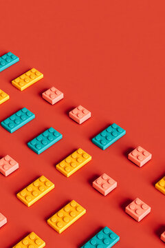 Colorful Building Blocks On Red 