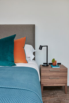 Orange & blue bedroom