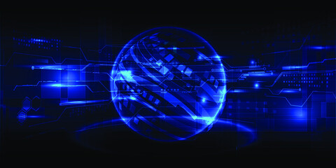 Vector illustrations of halogram tech sphere represent to new world of digital economic.
