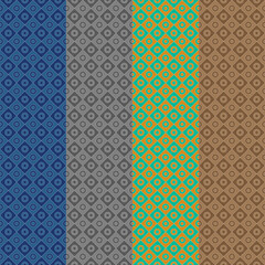 Vector Seamless Pattern : 4 column of different colors pattern with geometry shapes circle, rhombus, rectangle, square with curves