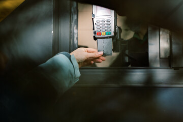 Card payment from a car window