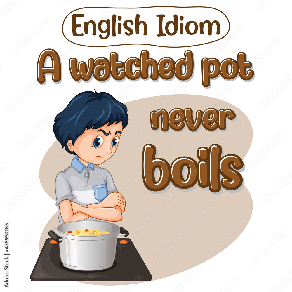 Wall mural English idiom with a watched pot never boils