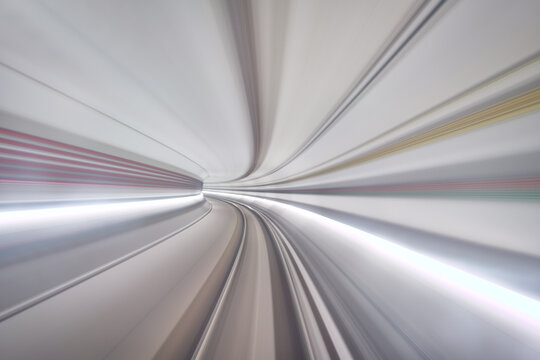Fototapeta Defocused motion in metro tunnel