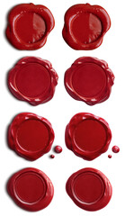 red wax seal set isolated with clipping paths included - 478953151