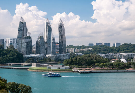 Reflections at Keppel Bay. Futuristic residential building complex in Singapore.