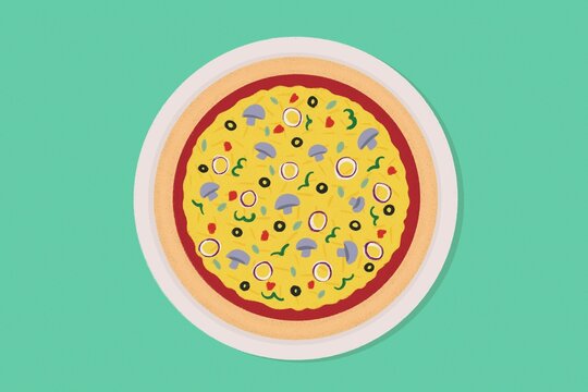 Vegetarian pizza fast food illustration