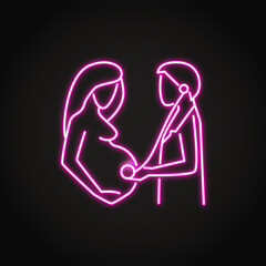 Neon prenatal checkup icon in line style