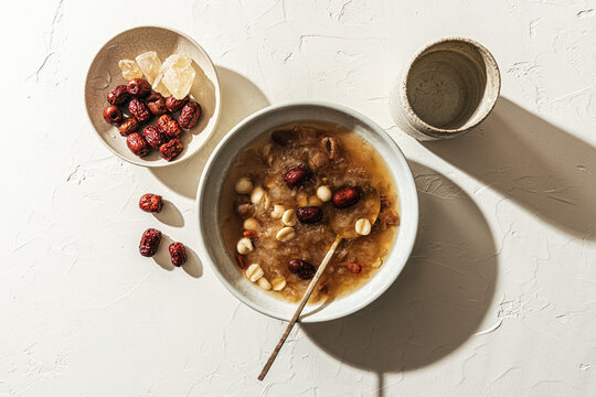 Chinese dessert soup with ingredients