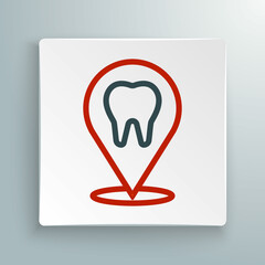 Line Dental clinic location icon isolated on white background. Colorful outline concept. Vector