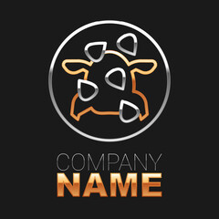 Line Kung Pao chicken icon isolated on black background. Chinese cuisine icon. Asian food. Colorful outline concept. Vector