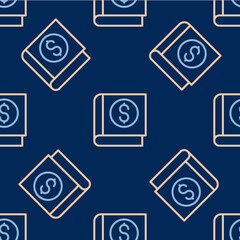 Line Financial book icon isolated seamless pattern on blue background. Vector
