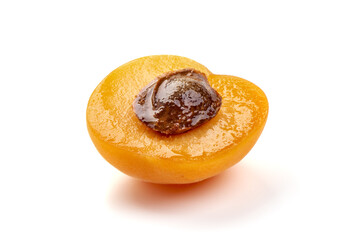 Sweet juicy yellow apricots, isolated on white background.