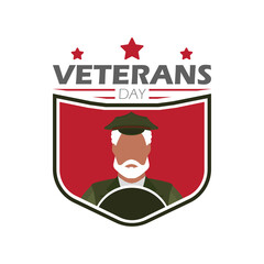 Veteran day emblem on a white background. Cartoon style.