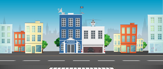 Fototapeta premium A vector illustration of Police Station