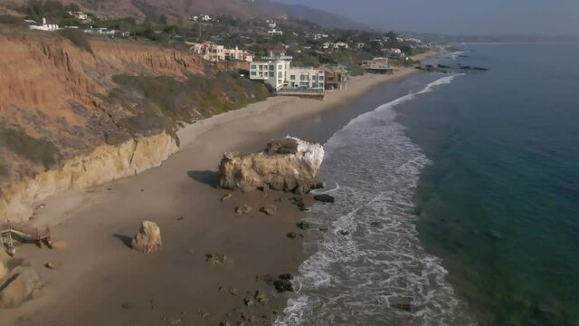 Aerial view of coast line at El matador beach in Malibu California