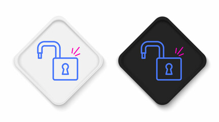 Line Open padlock icon isolated on white background. Opened lock sign. Cyber security concept. Digital data protection. Colorful outline concept. Vector