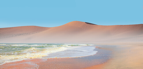 The Namib desert along side the Atlantic ocean coast of Namibia, Southern Africa