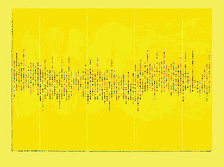 Oscillating Sound File Wave on Yellow Background