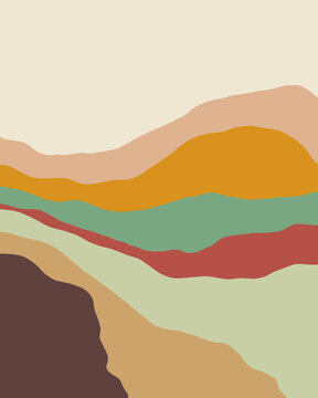 Abstract Rural Landscape Drawing