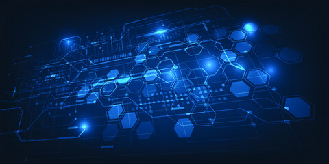 Obraz premium Vector illustrations of digital perspective and vision hi-tech technology.Futuristic tech concepts.