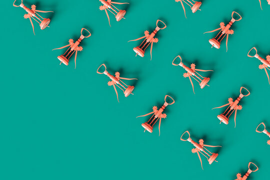 Corkscrews with copy space. shot from above.
