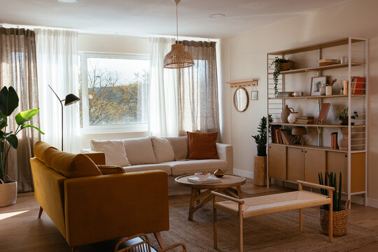 Interior of spacious living room at home
