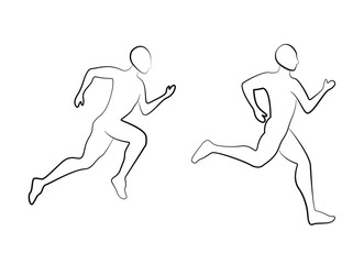 silhouettes of running men. linear icons of athletic men
