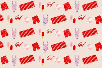 Tropical summer beach pattern illustration