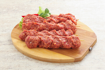Raw beef kebab minced meat