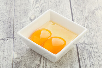 Chicken egg in the bowl