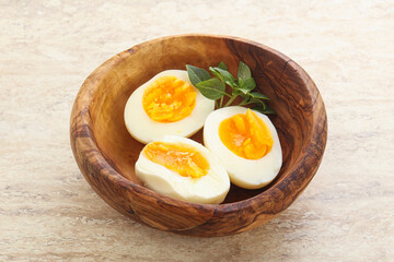 Boiled chicken egg for breakfast