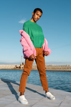 Portrait of fashion  young man posing outdoors