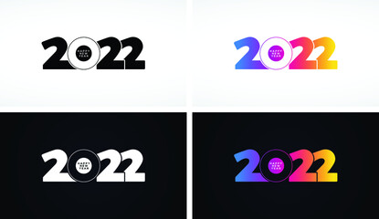 2022 Happy New Year set of colored numbers design. Vector graphic