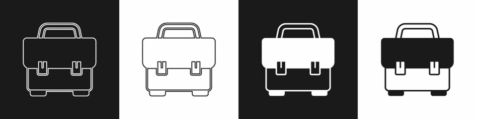 Set Toolbox icon isolated on black and white background. Tool box sign. Vector
