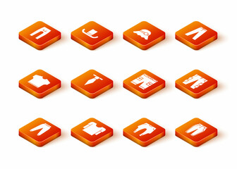 Set Sport pants, Long sleeve shirt, T-shirt, Tie, Pants, Short, and Cargo icon. Vector