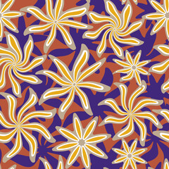Psychedelic Wavy Liquified Abstract Flowers Shadow Background Seamless Pattern Trendy Fashion Colors Perfect for Allover Fabric Print or Wrapping Paper 