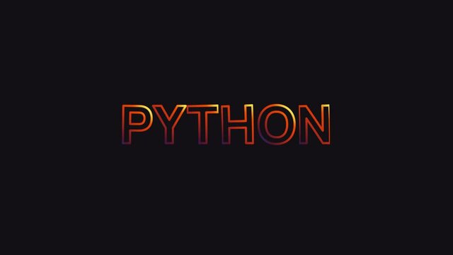 Python word reveal animation. Black background with yellow gradient. 